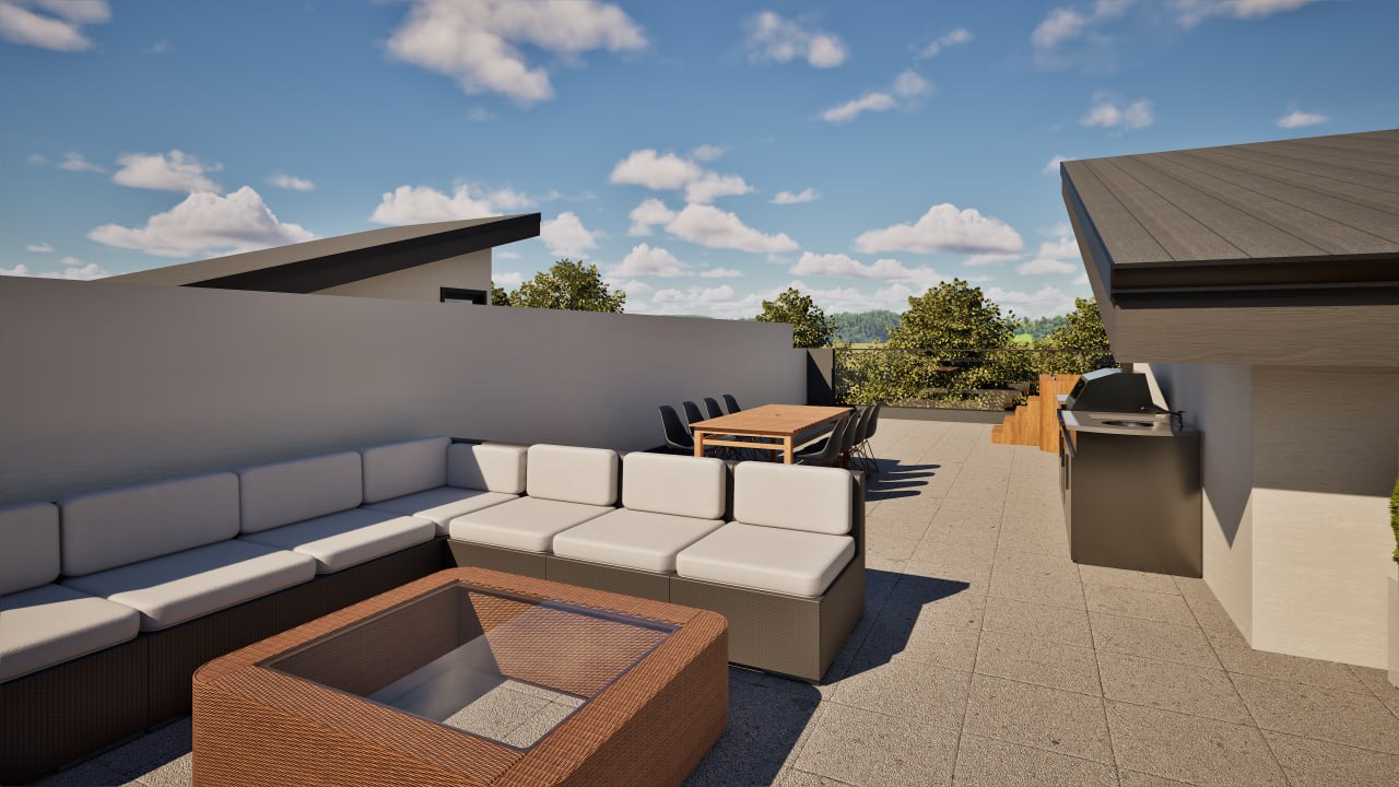 Front elevation at dusk