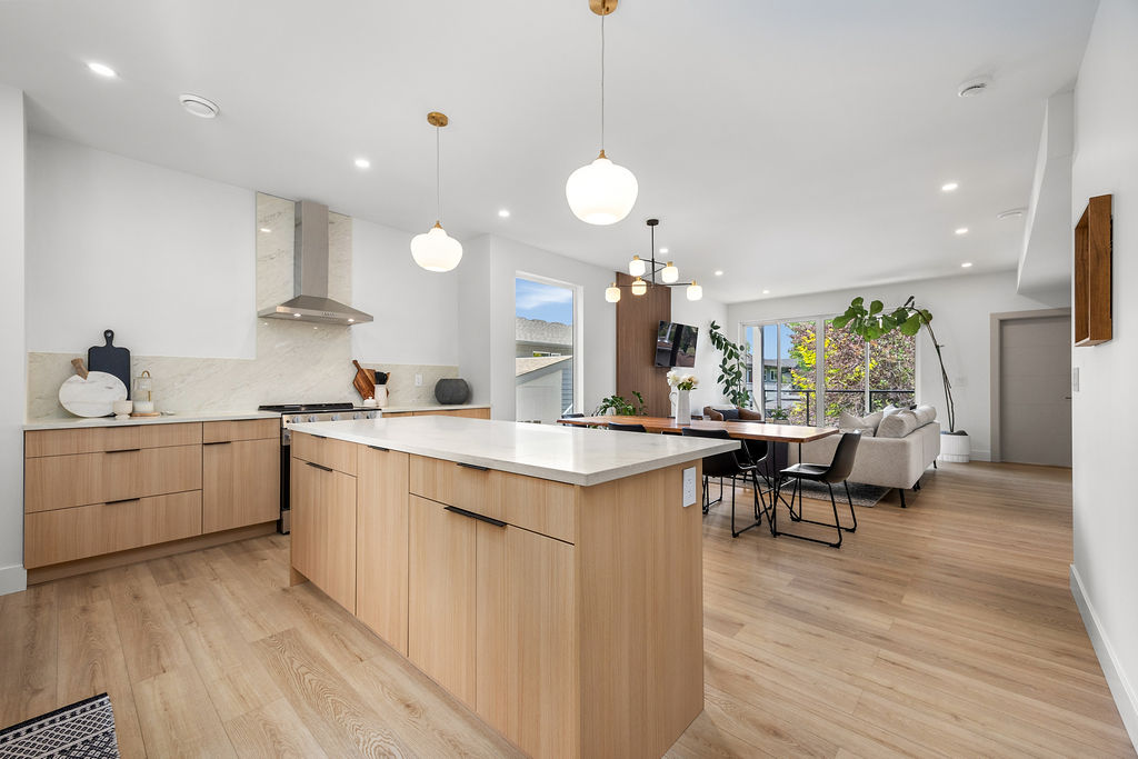 Open kitchen and living on the main floor